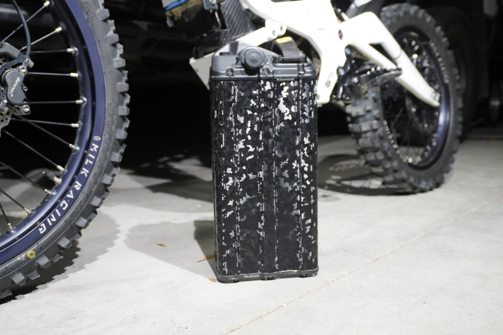 MXwraps E-Bike ShadowSlate black camouflage vinyl battery wrap showing textured finish and camouflage pattern on a durable wrap.