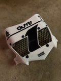 Ramped Racing Titanium Vented Plate in white, lightweight motorcycle racing part with vented design for improved airflow.