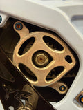 DevMoto titanium bolts motor cover set, showing two durable, lightweight bolts with a sleek metallic finish, designed for motorcycle protection.