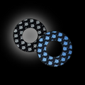 DevMoto Grip Donuts set of colorful rubber donuts for motorcycle handlebars, designed for grip and style.