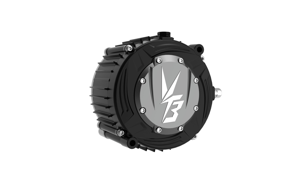 Modded Moto Co Ventus Ryuga 81kW motor, ultra bee model, showing the compact, high-performance electric motor with cooling fins.