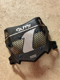Black titanium vented plate by Ramped Racing, showcasing a sleek black design with venting holes for racing vehicle modifications.
