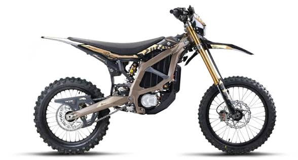 Surron Ultra Bee 2025 electric bike by BWDesigns, showing the sleek frame and distinctive design in a detailed side view image.