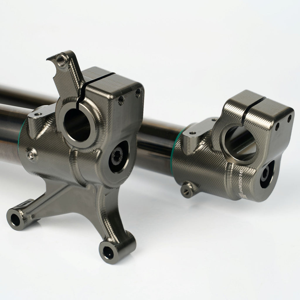 Modded Moto Co Pure Racing Surron Ultra Talaria Komodo suspension fork with high-performance design and sturdy construction.