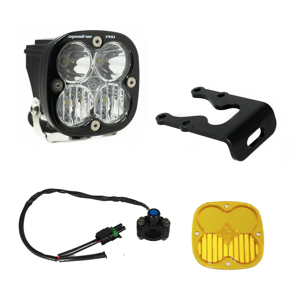 FR SPORT Baja Designs Sur-Ron/Talaria Squadron Pro headlight conversion kit with mounted LED headlight on a vehicle.