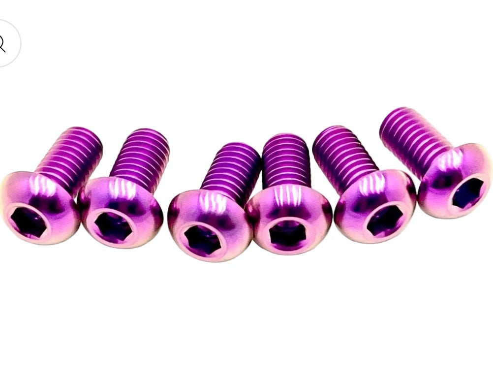 DevMoto All Emoto Fork Guard titanium bolts set of 6, lightweight and durable motorcycle fork protection hardware.