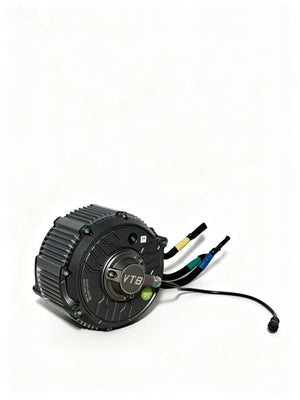 Modded Moto Co Ventus 28 kW Light E-Moto motor showcasing its compact design and branding on the black motor unit.