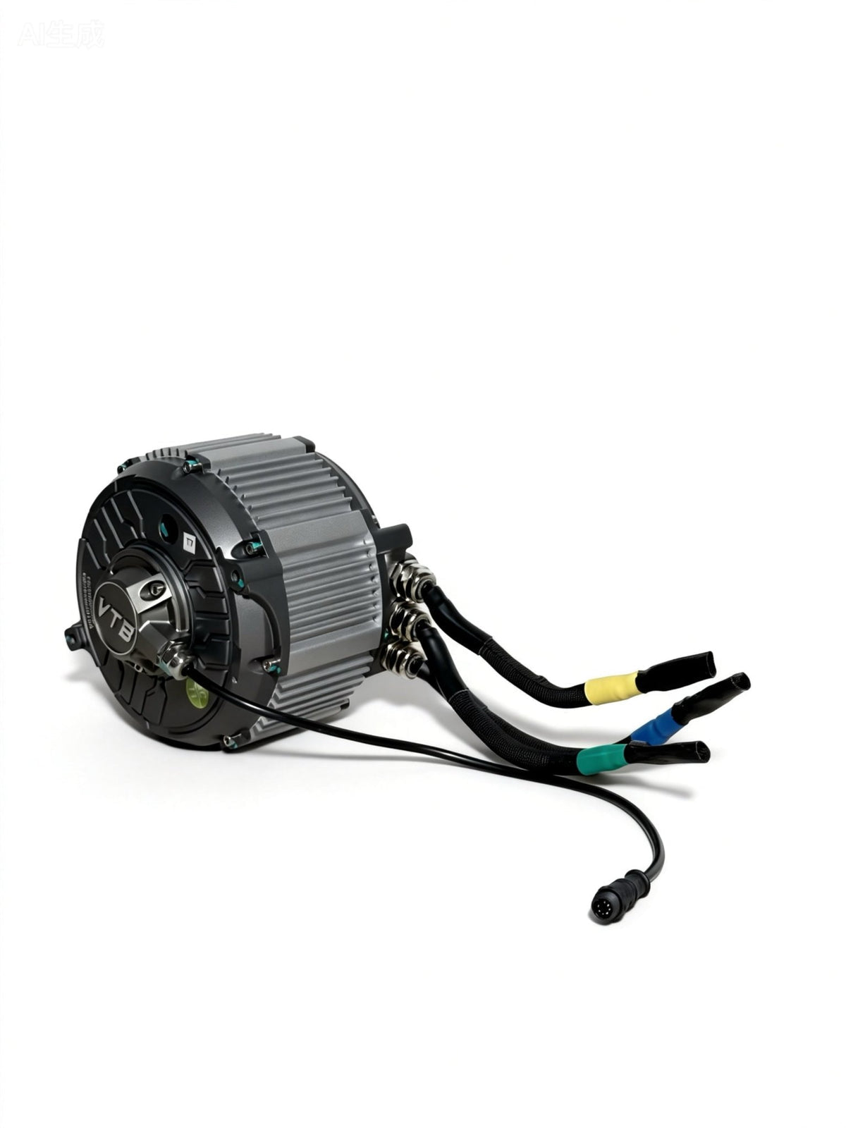 Modded Moto Co Ventus 28 kW Light E-Moto motor showing its compact design and cooling fins for efficient electric motorcycle performance.