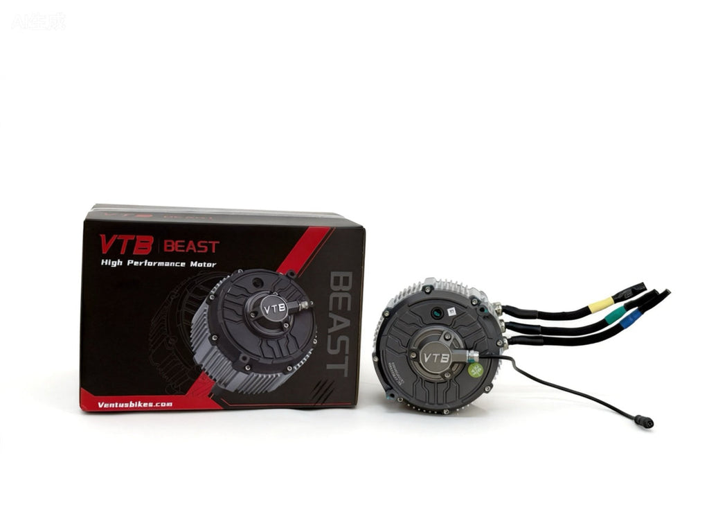 Modded Moto Co Ventus 28 kW Light E-Moto motor showing compact design and cooling fins for electric motorcycle propulsion.