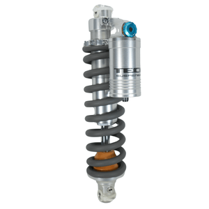 Modded Moto Co TECH ER30 283mm rear shock absorber shown with mounting hardware and coil spring for motorcycle suspension.