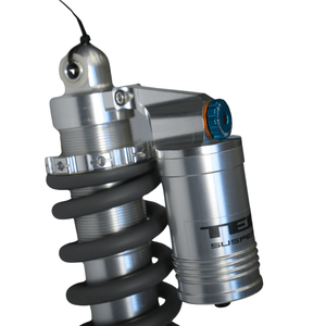 Modded Moto Co TECH ER30 288mm rear shock for Talaria Sting and Altis Sigma mountain bikes, showcasing the shock absorber.