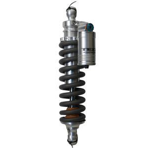 Modded Moto Co TECH ER30 310mm Arctic Leopard EX rear shock absorber, showcasing its sleek design and mounting hardware.