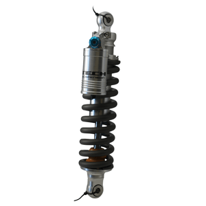 Modded Moto Co TECH ER30 310mm Arctic Leopard EX rear shock absorber with detailed metal components and mounting points.