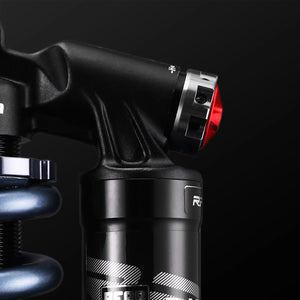 Modded Moto Co RFloXa RAB53RV reservoir rear shock for motorcycle, showing the shock absorber with brand logo and mounting details.
