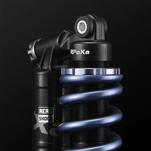 Modded Moto Co RFloXa RAB50RC reservoir rear shock absorber for motorcycles, featuring a metallic body and mounting hardware.