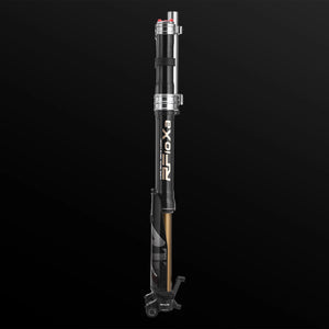 RFloXa Hawk31 Pro motorcycle fork by Modded Moto Co, showcasing sleek design and advanced suspension components.