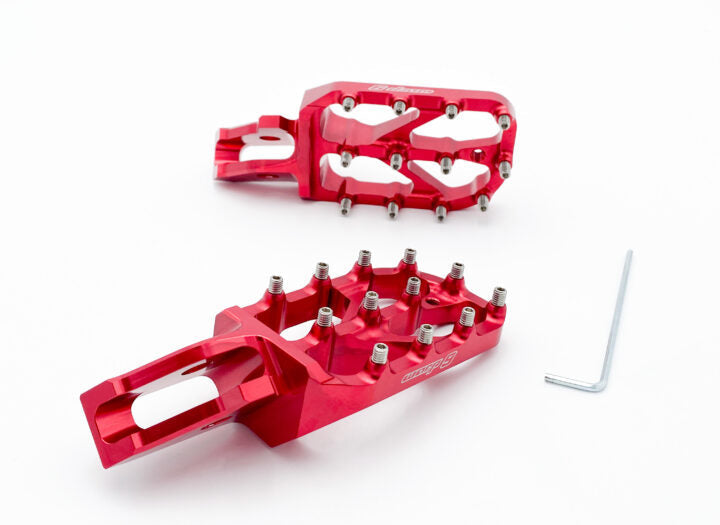 Modded Moto Co Warp 9 Ultra Bee Elite foot pegs with durable metal construction and textured surface for enhanced grip.
