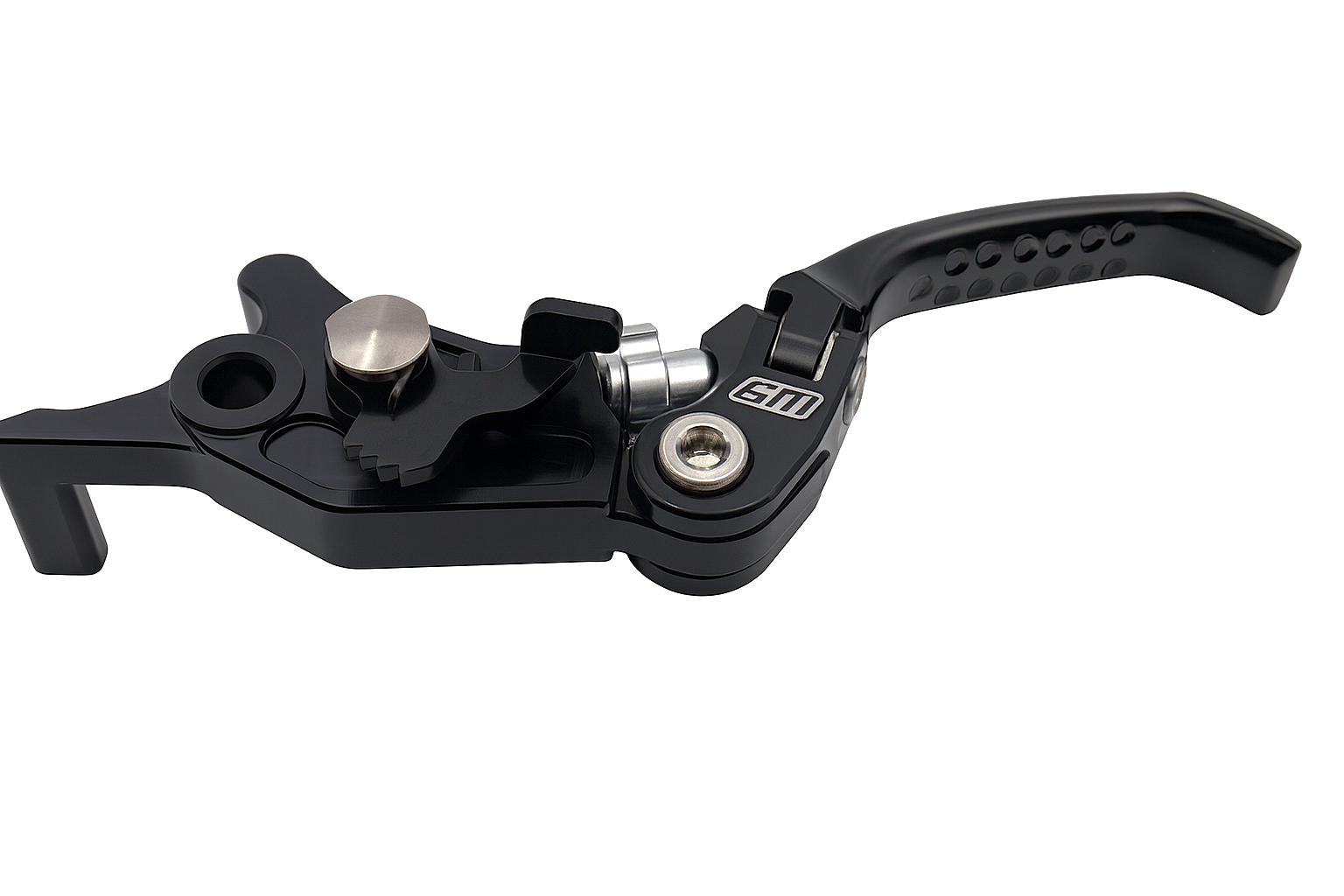 Modded Moto Co Warp 9 Ultra Bee brake lever for motorcycle brake system, showcasing sleek black design and ergonomic grip.