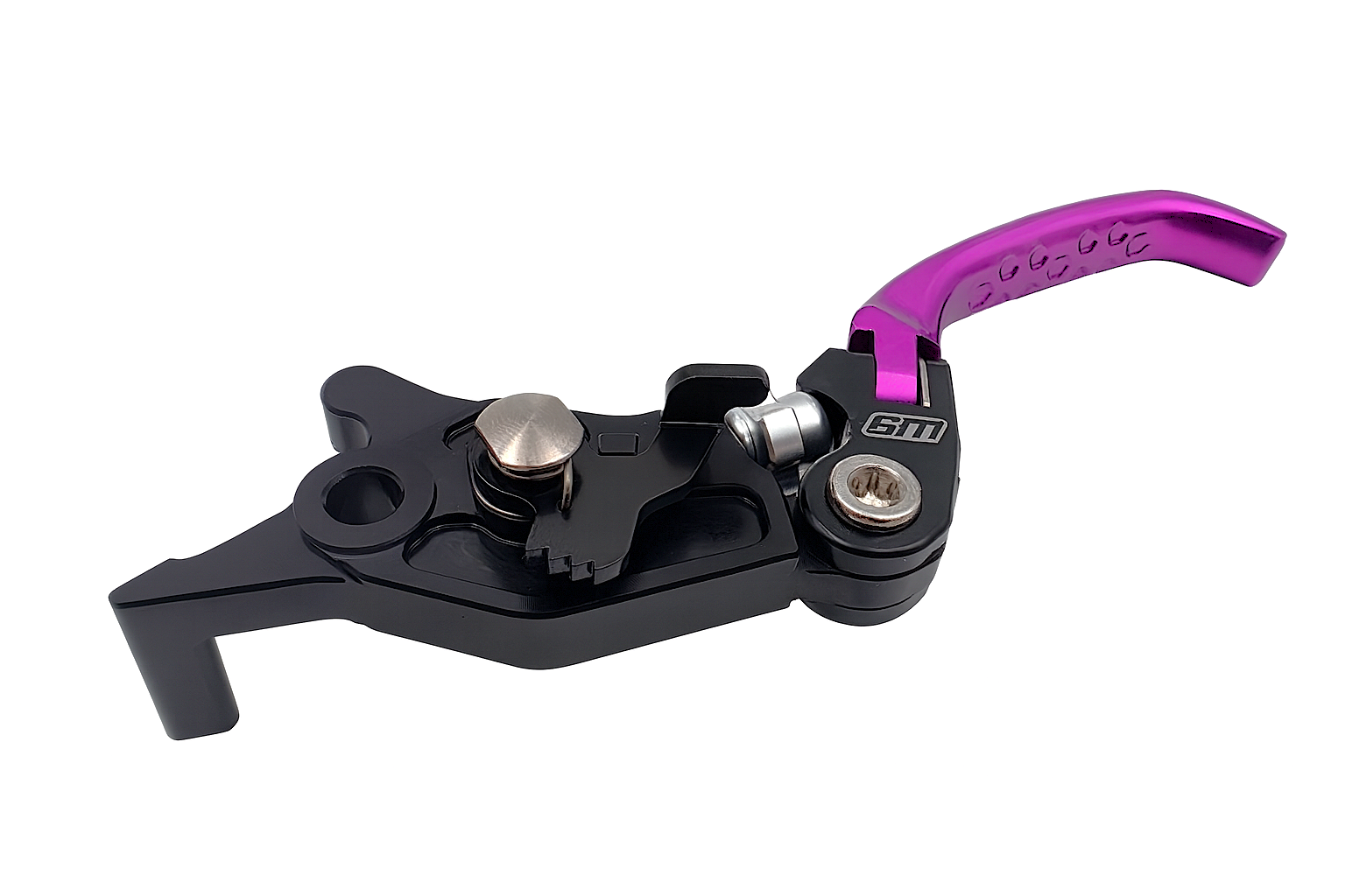 Modded Moto Co Warp 9 Ultra Bee brake lever for motorcycle brake system, showcasing sleek, durable black metal design.