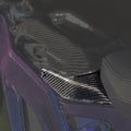 Modded Moto Co E-Ride Pro Carbon Fiber Battery Lid Lock for e-bike, showcasing sleek carbon fiber design and secure locking mechanism.