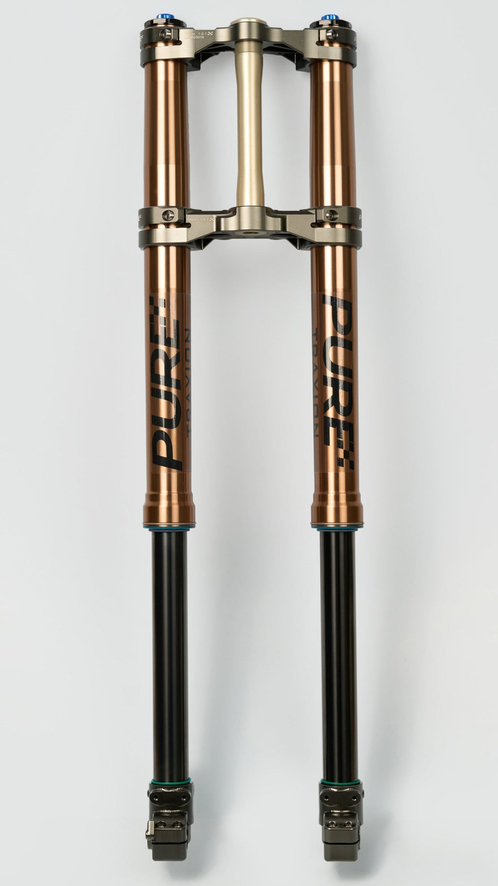 Pure Racing Surron Ultra Talaria Komodo suspension fork front view by Modded Moto Co showing sleek design and advanced suspension components.