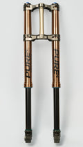 Pure Racing Surron Ultra Talaria Komodo suspension fork front view by Modded Moto Co showing sleek design and advanced suspension components.