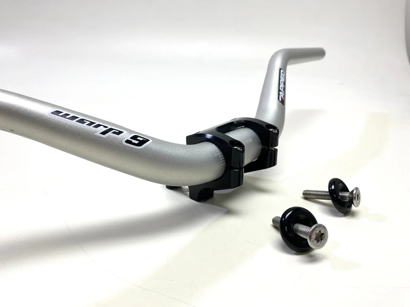 Modded Moto Co Warp 9 E-Moto tapped handlebar for cockpit and controls, featuring black finish and ergonomic design.