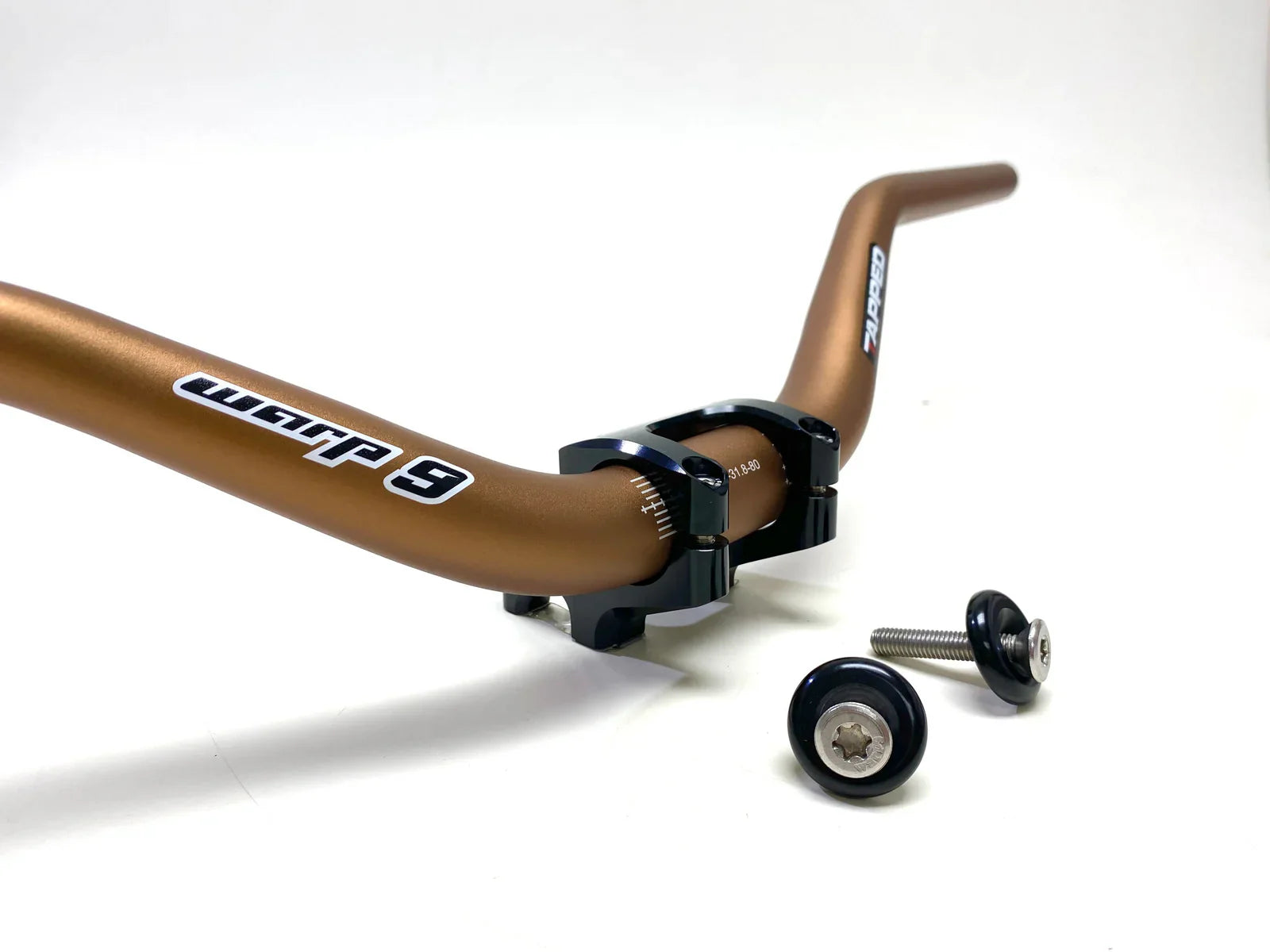 Warp 9 E-Moto tapped handlebar from Modded Moto Co, featuring a sleek black finish and precision control for motorcycle cockpit.