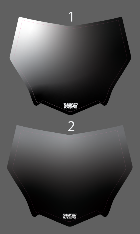 Faded Motocutz front plate decal by Ramped Racing, featuring a stylish motorcycle decal design on a black background.
