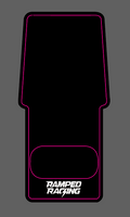 Ramped Racing Surron LBX battery lid sticker with bold graphic design on a black background for electric bike customization.