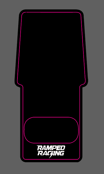 Ramped Racing Surron LBX battery lid sticker with bold graphic design on a black background for electric bike customization.