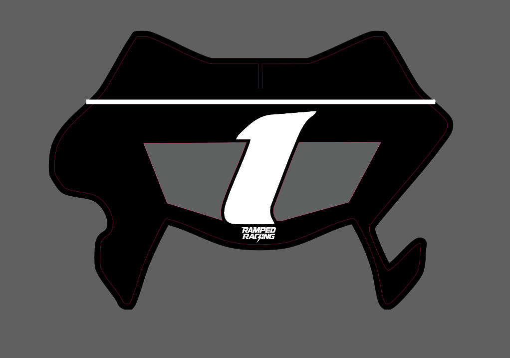 Ramped Racing Ultra Bee front plate decal for motorcycles featuring a vented cut design, black and yellow color scheme.