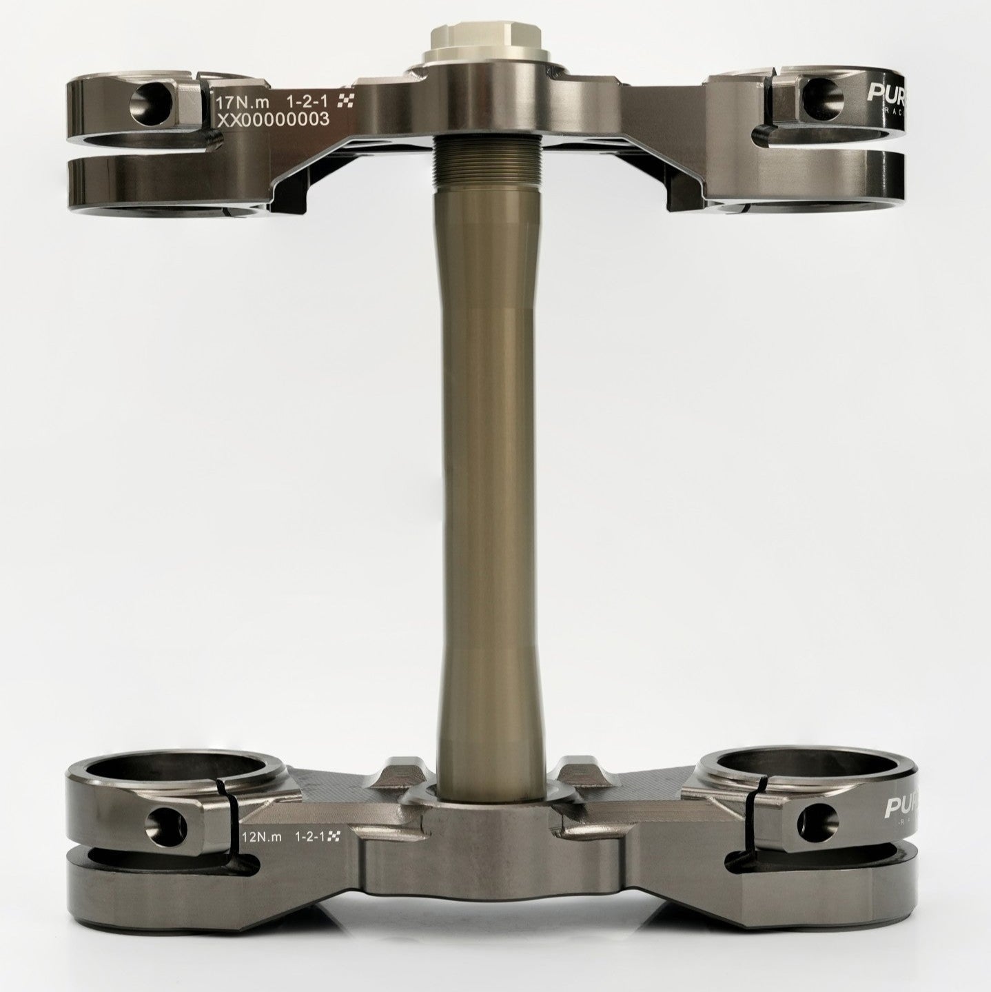 Modded Moto Co Pure Racing Surron Ultra Talaria Komodo suspension forks with Traxion Crown 2 design.
