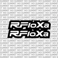 RFloXa Fork Tube Decal for E-Moto bikes, featuring Summit MX branding, with bold black and white design on a motorcycle fork tube.