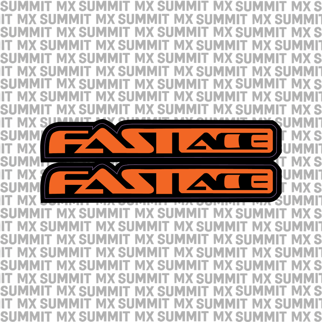 Summit MX Fastace fork tube decal for e-moto bikes, without Fastace icon, featuring bold black and white graphics on a fork tube.