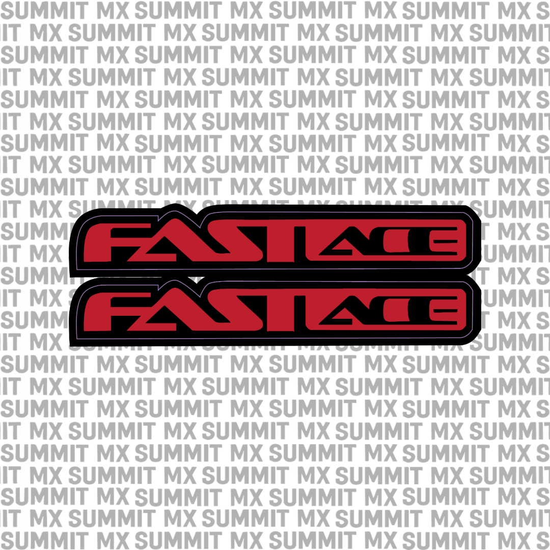 Black Fastace fork tube decal for E-Moto bikes, without Fastace icon, designed for Summit MX suspension customization.