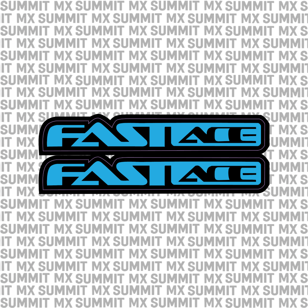 Summit MX Fastace fork tube decal for e-moto bikes, without Fastace icon, featuring black and white graphic design.