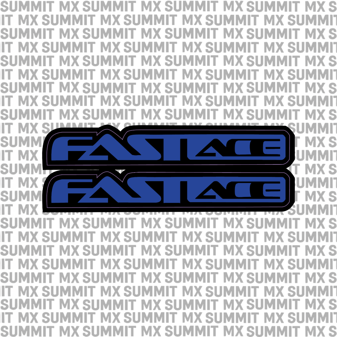 E-Moto decal for fork tube by Summit MX, featuring bold black and white graphic design without Fastace icon.