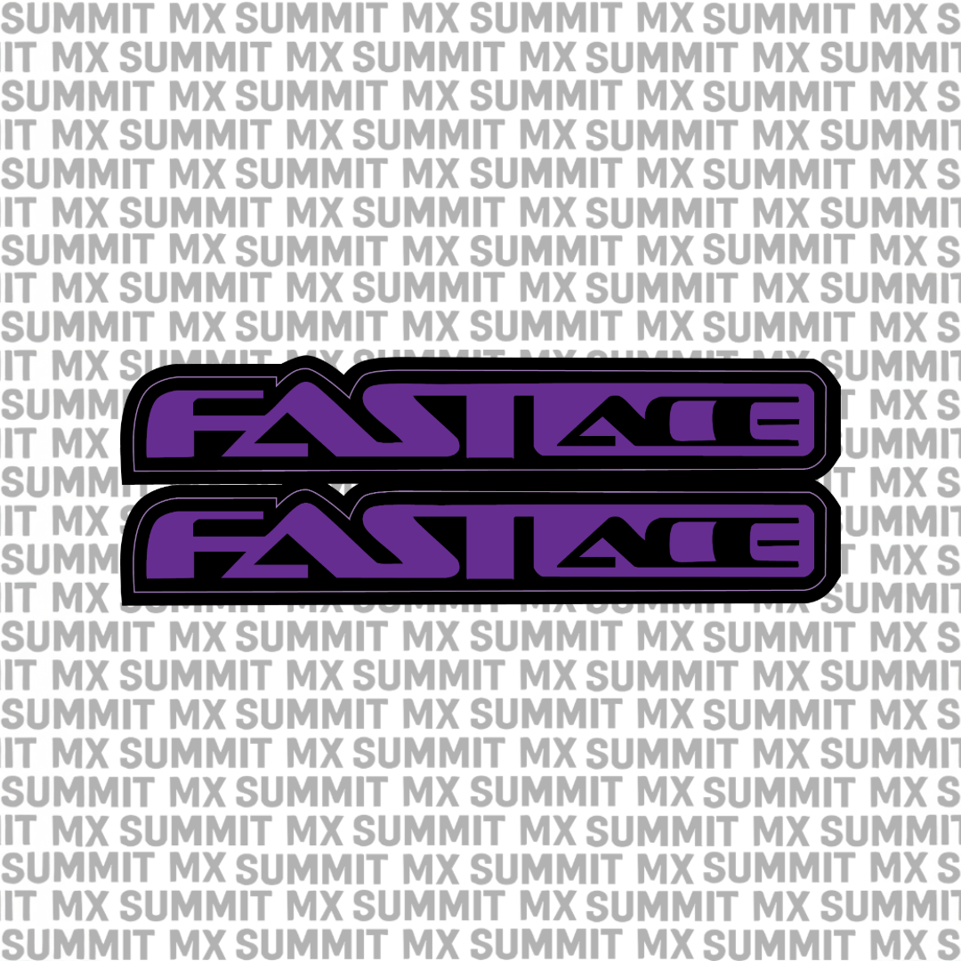 Summit MX Fastace fork tube decal for e-moto bikes, without Fastace icon, featuring sleek black and white design.