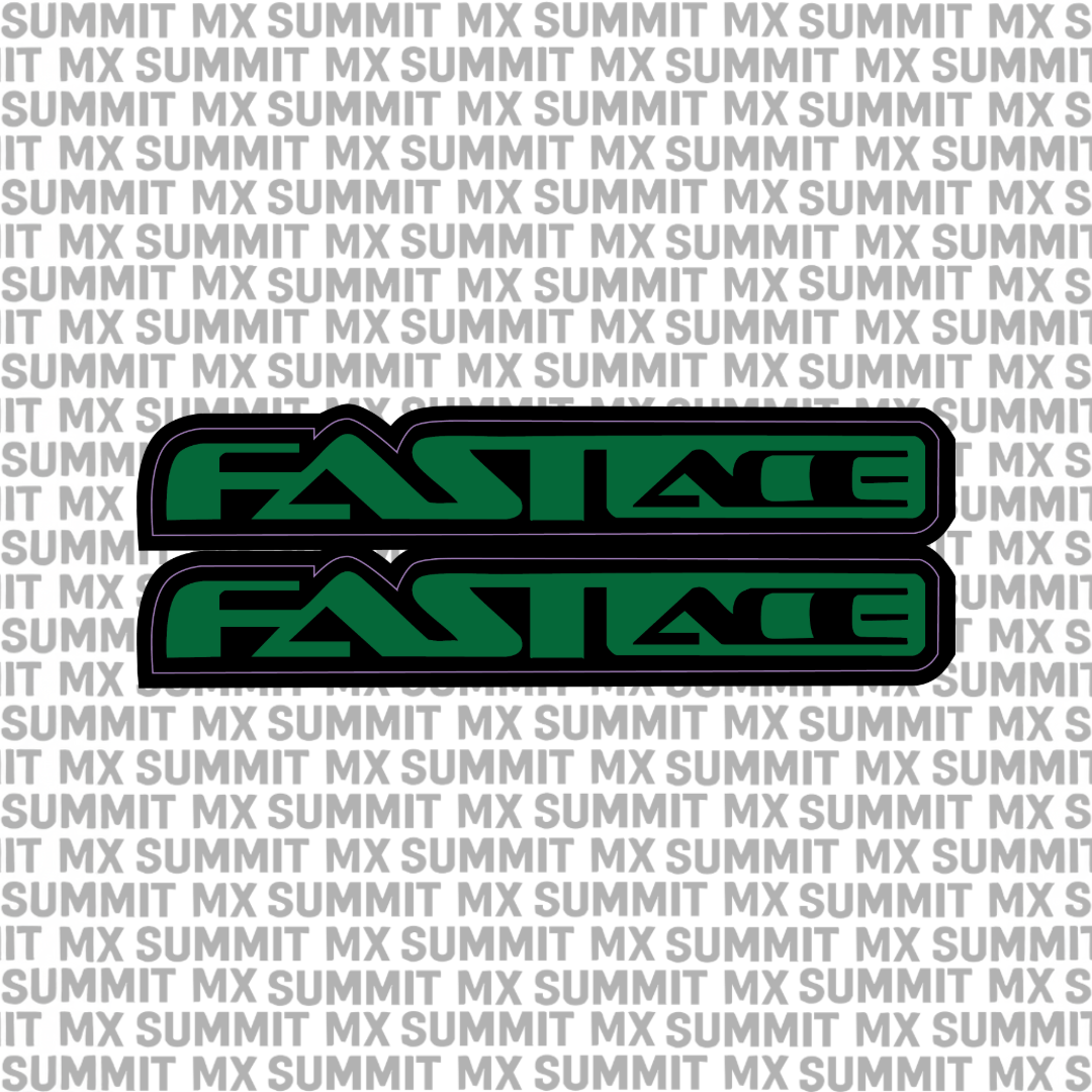 Summit MX Fastace fork tube decal without icon, E-Moto decal sticker for motorcycle suspension forks, black and silver design