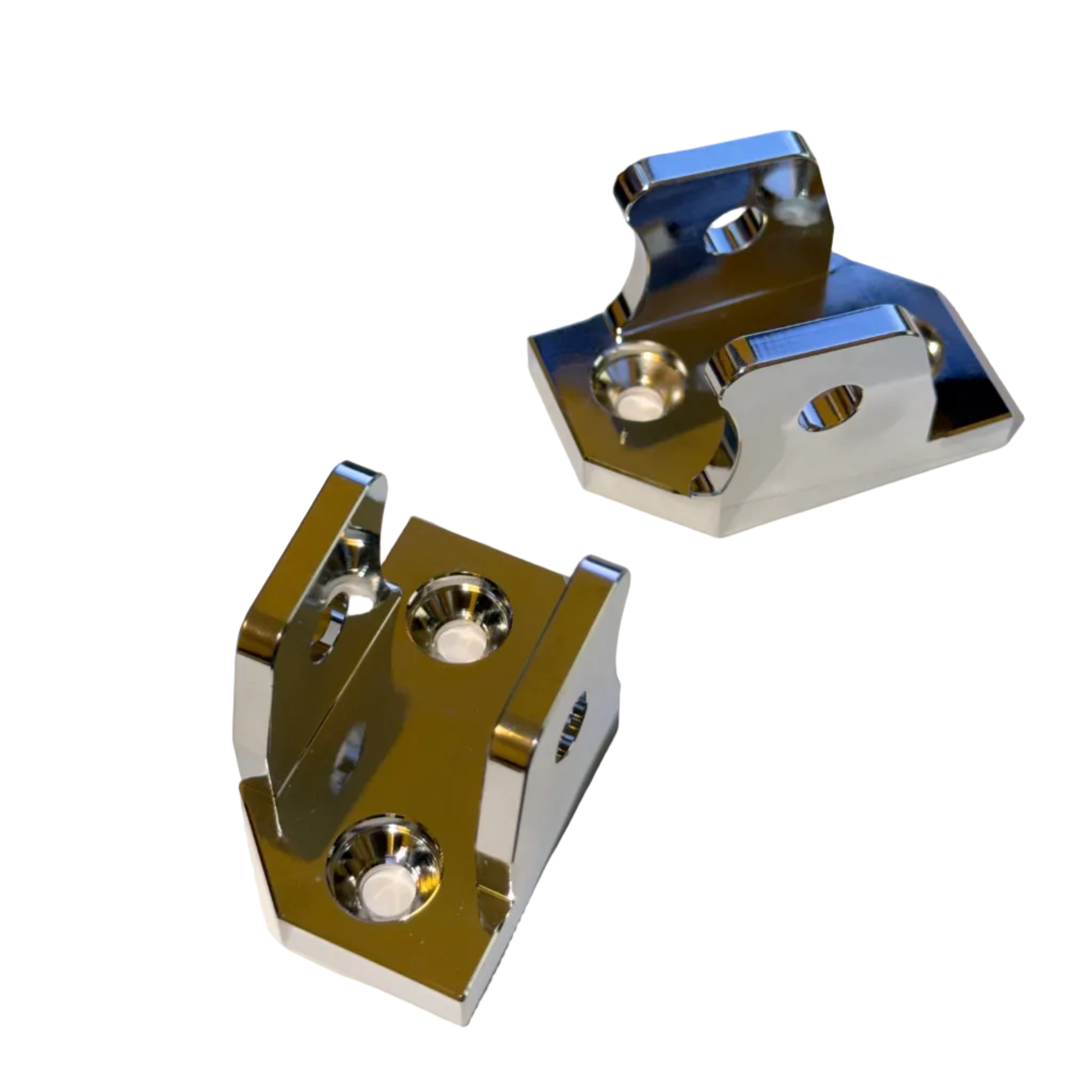 Chrome Tuttio Soleil 01 upgraded footpeg mounts from Soleil Supplies, showcasing durable metal construction and secure mounting design.