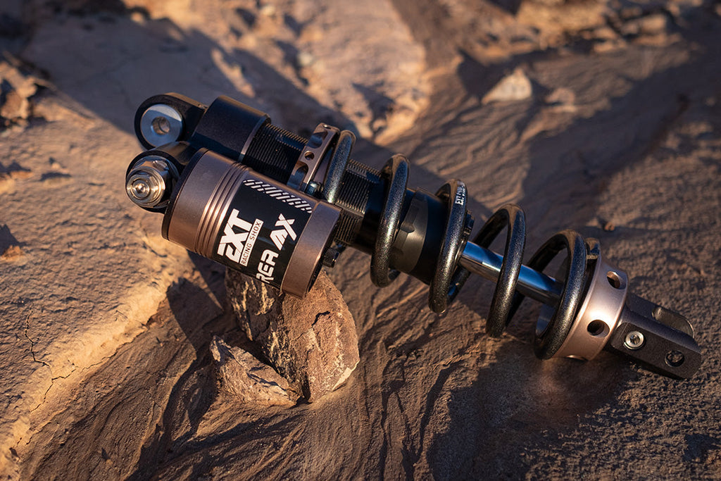 Modded Moto Co EXT REA MX Shock – Ultra Bee, a high-performance motorcycle shock absorber with detailed components visible.